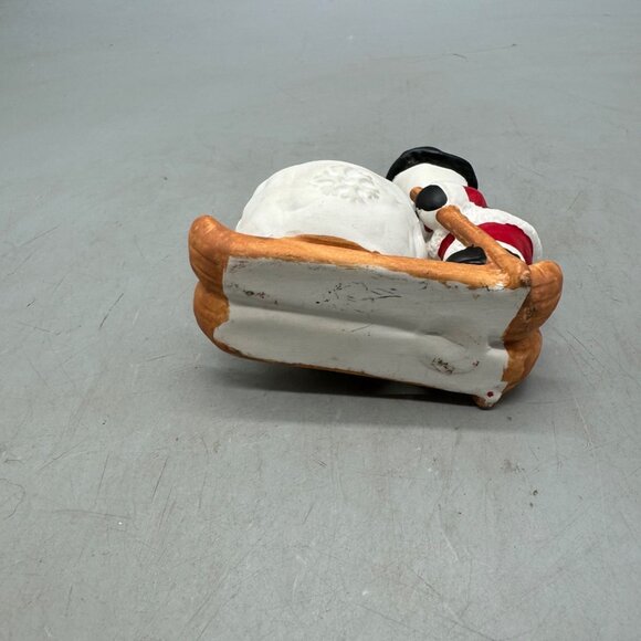 Christmas Holiday Snowman Candle Holder With Sled Design 5" Tall READ - Picture 5 of 7